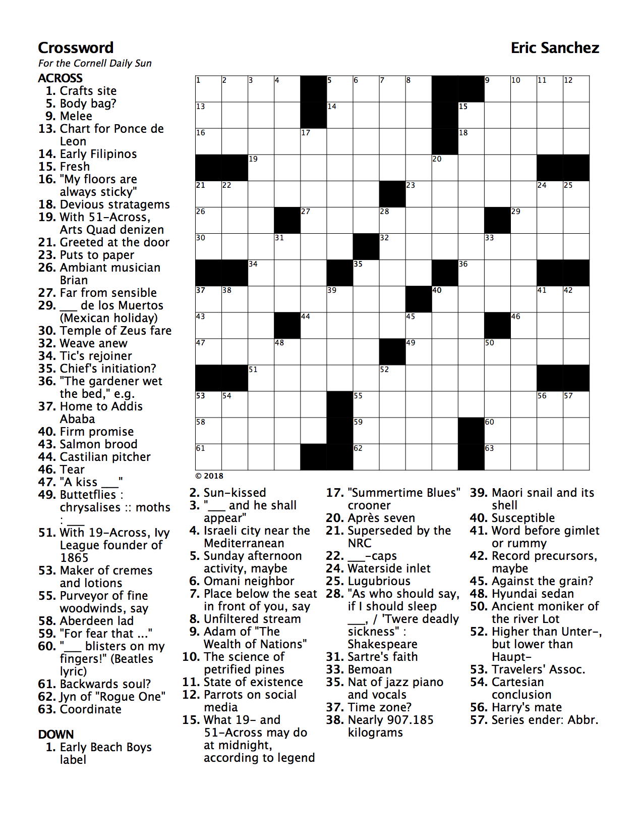 cornell crossword statues edition puzzle sunspots