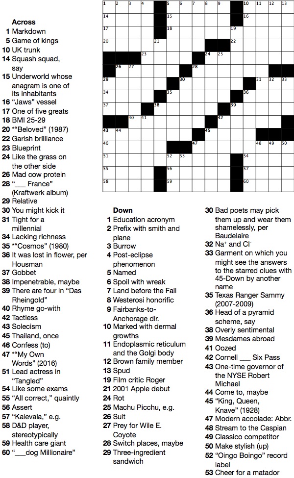 CORNELL CROSSWORD October 19 (Puzzle and Answers) Sunspots